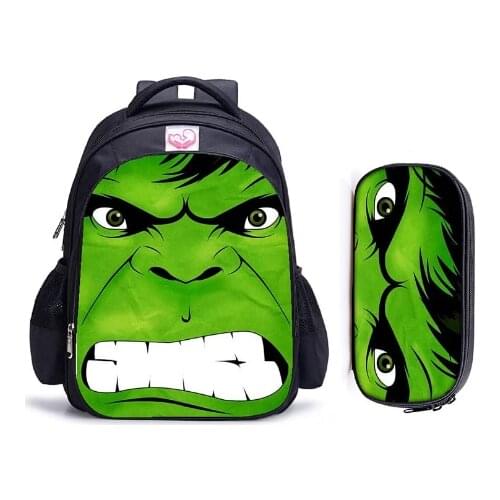 16 Inch Superhero Hulk Iron Man Children School Bags Orthopedic Backpack Kids School Boys Mochila Infantil Catoon Bags