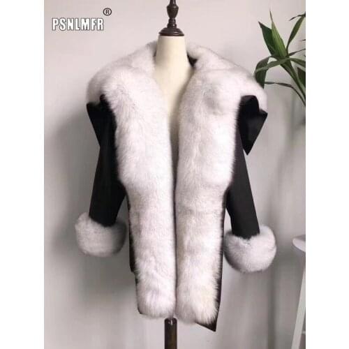 Real Fur Women Warm Parka Winter Big Natural Fox Fur Hood Down Jacket 2020 New Celebrity Lady Full Fox Fur Collar Outfit
