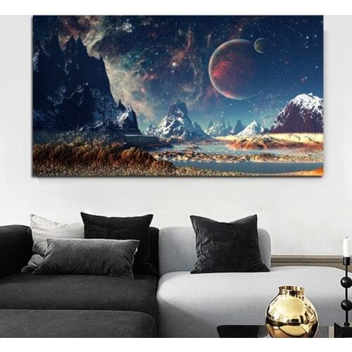 Universe Stars Planets Landscape Canvas Painting Posters And Prints Space Exoplanet Galaxy Wall Art Picture For Living Room
