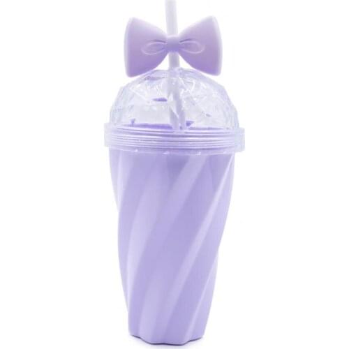 380ml Attractive Water Bottle Cute Bowknot Decor Straw Cup Exquisite Bright-colored PS Water Cup for Daily Use Girls 4 Colors