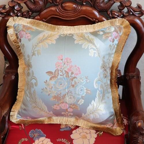 Embroidered Cushions luxury decorative car cushion European office cushion cover tassel