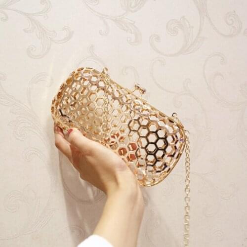 Luxury Handbags Women Bags Designer Metal Shoulder Crossbody Bags Ladies Hollow Out Wedding Party Clutch Purse