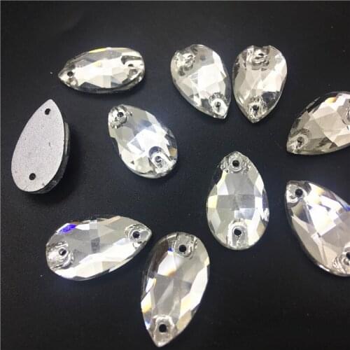 TopStone Crystal Clear 7x12mm 11x18mm 13x22mm Teardrop Sew on Rhinestones Droplet Sewing Glass Crystals