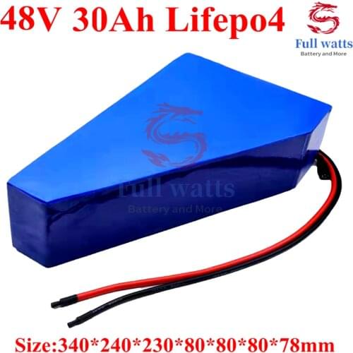 48V 30AH Lifepo4 Triangle Battery Long Cycle Life for 2500w Electric Scooter Bike Two Wheel Tricycle + Charger+ Bag