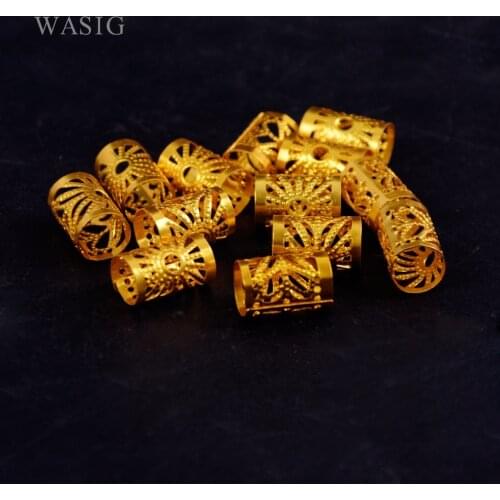 100Pcs/Lot Golden/Silver Hair Dread Braids Dreadlock Beads Adjustable Cuff Clip Approx 15mm Hole