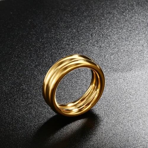 ZMFashion 7mm Vintage Croissants Rings For Men Women Punk Hip-hop Chunky Gold Color Finger Ring Thick Fine Jewelry Accessories