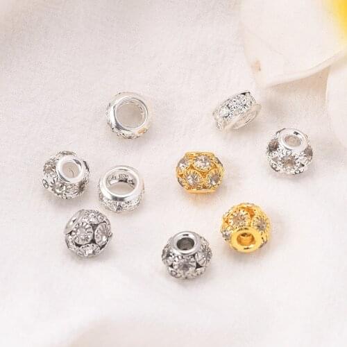 10Pcs 8 9 10mm Rhinestone Round Crystal Beads Loose Spacer Beads for Bracelet Necklace DIY Jewelry Making Accessories Supplies