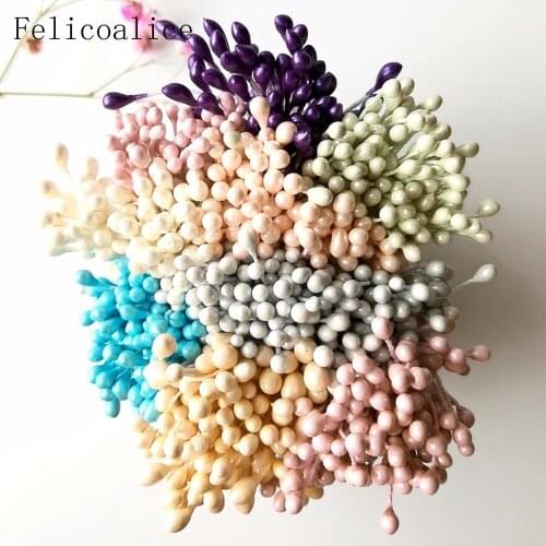 1000pcs 3mm Artificial Flower Stamens For Craft DIY Handmade Wreath Wedding Party Decoration Plastic Pearl Flower Stamens Pistil