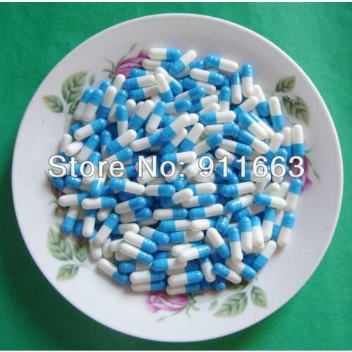 4# Medicine Capsule 1,000pcs!Blue White colored Empty Capsule/gelatin empty capsules size 4(joined or seperated capsules)