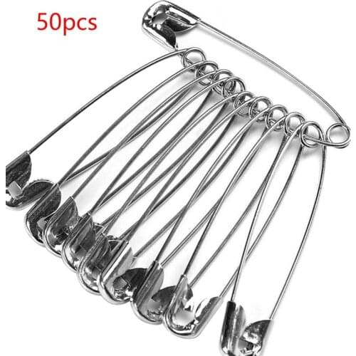 50Pcs Safety Pins DIY Sewing Tools Accessory Silver Metal Needles Large Safety Pin Apparel Accessories (Extra Large)