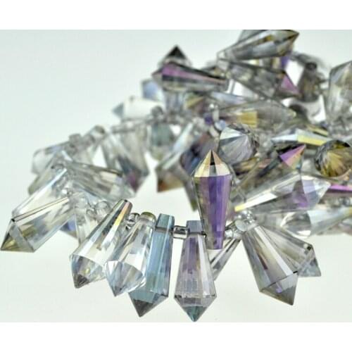 50pcs 8*20mm Half Purple Drops Faceted Crystal Glass Beads Pendant Fit Jewelry Necklace Craft Curtain Chandelier DIY Making