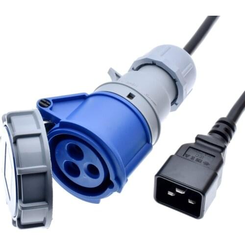 C20 Plug to 316C6 Connector Power cord,Change the C19 Output receptacle to IEC309 316C6 Output socket,IPX67,2.5mm wire gauge