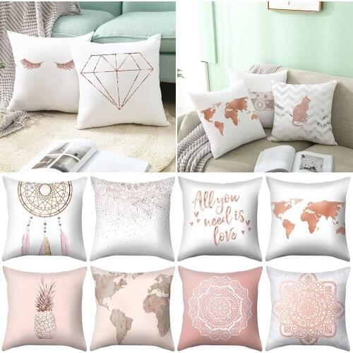 Printed Pillowcase Plant Cushion Cover 45cmx45cm Peach Skin Cushion Cover Home Decorate Throw Pillow Case Decorative Bedroom