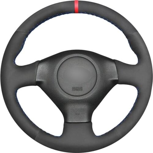 Black Suede Red Marker Hand Sew Steering Wheel Cover for Subaru Forester Impreza WRX (WRX STI) Legacy Outback Saab 9-2X