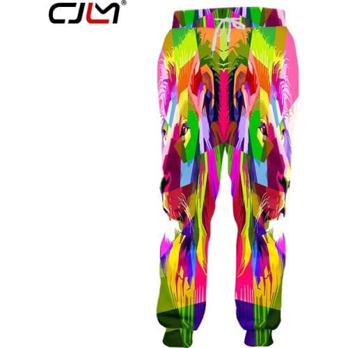 CJLM New Fashion Sweat Pants Joggers Pants 3D Animal Print Colorful lion Sweatpants For Men/women Hip Hop Full Length Trousers