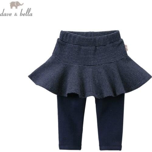 DBM14800-2 dave bella autumn baby girls fashion draped solid pants children full length kids pants infant toddler trousers