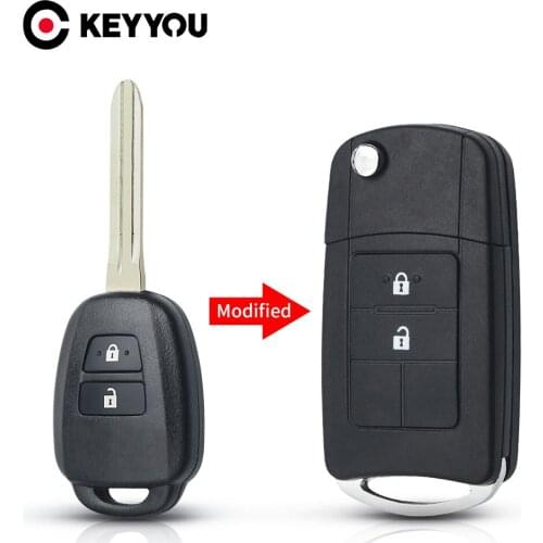 For TOYOTA Reiz Camry Prius 2012 2013 2014 2015 2016 2017 Corolla RAV4 TOY43 Blade Replacement 2/4 Buttons Car Key Shell Case