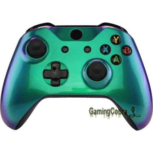 EXtremeRate Green and Purple Chameleon Front Housing Shell Replacement Kit for Xbox One X & One S Controller (Model 1708)