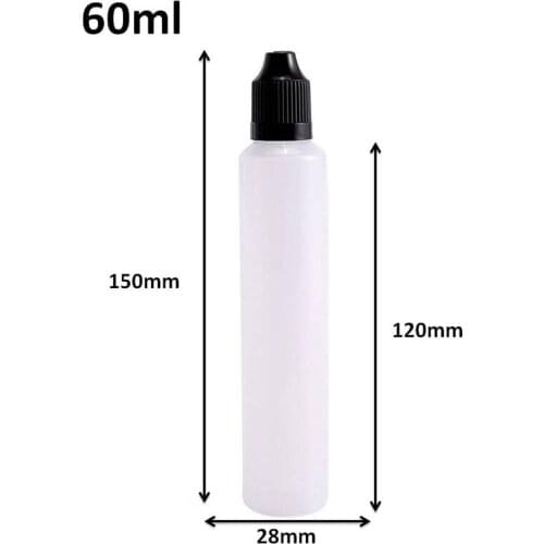 Hot 60ml Bottle PE Plastic Bottle with Colorful Childproof Caps Pen Shape Long Thin Tip E Liquid Bottle