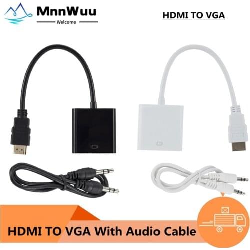 HDMI-compatible to VGA Adapter Cable Male To Famale Converter for PS4 1080P Digital to Analog Video Audio For PC Laptop Tablet