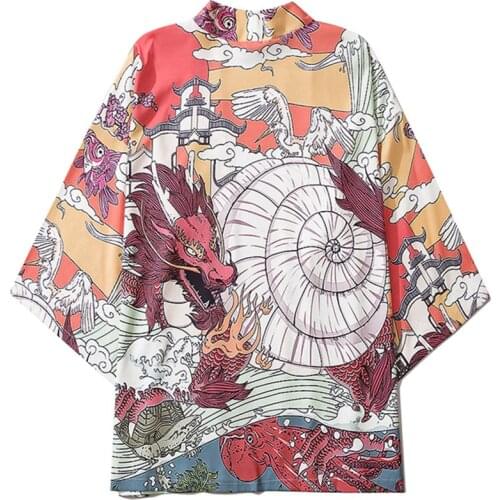 Japanese Cosplay Cardigan Samurai Kimono Clothes Jacket Women Anime Dragon Shirt Yukata Streetwear Harajuku Men Haori Fashion