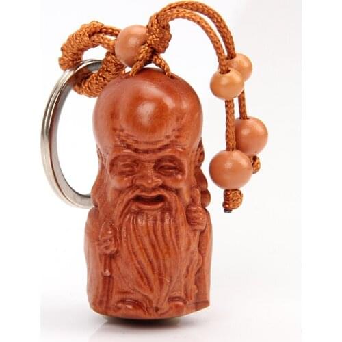 Chinese Traditional Solid Mahogany Carving Car/Bag/Purse Key Ring Pendant Keychain Amulet Pendant All The Best Keychain Gifts