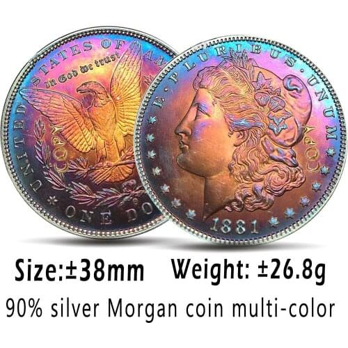 USA coins copy 90% silver multi-color Morgan collectible coins