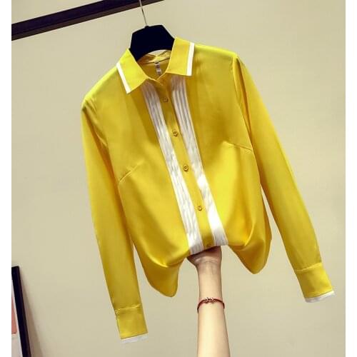 Korean Style Autumn 2020 Fashion Womens Long Sleeves Turn Down Collar Shirt Office Ladies Shirts Blouse Tops A3594