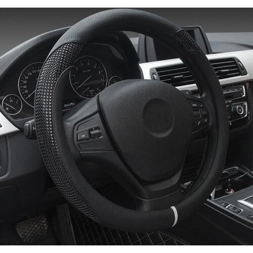 Microfiber Leather Car Steering Wheel Cover Fits 37cm 38cm Universal Car Styling Automobile Accessories Black White Blue