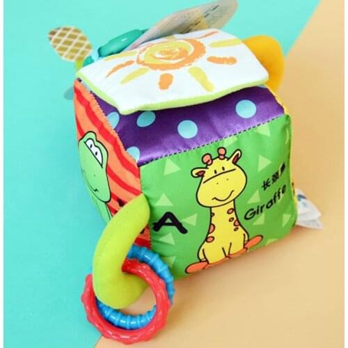 Baby Cube Rattles Toy Soft Cloth Doll Plush Rattle Cartoon Animal Strollers For Dolls Mobile Toys For Baby