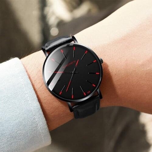 KZD Men's Watch With Leather Strap