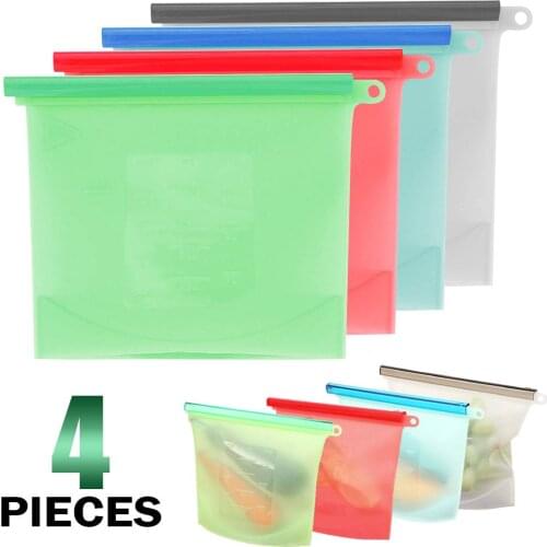 Reusable Silicone Food Storage Bags for Kitchen Vacuum Silicone Food Storage Bags Sealing Fresh Bag for Kitchen (set of 2&4)