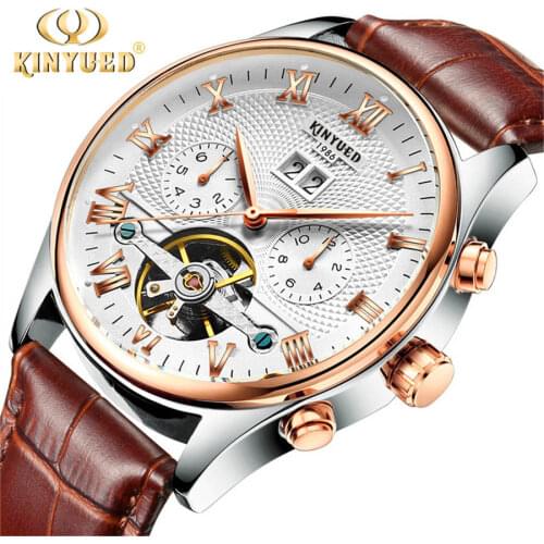 KINYUED Fashion Sports Waterproof Watch Leather The New Multifunction Mens Watch Automatic Mechanical Relogio Masculino J012