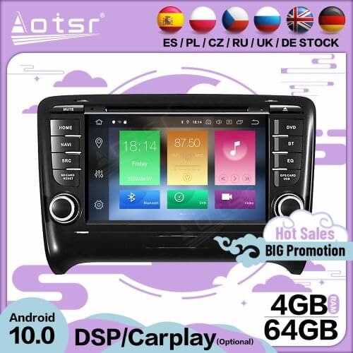 Carplay Multimedia Stereo Android 10 Player For Audi TT 2006 2007 2008 2009 2010 2011 2012 GPS BT Audio Radio Receiver Head Unit