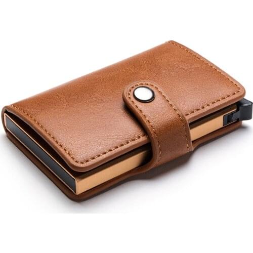 Buckle Pu Leather Men Automatic Multifunctional Wallet Antimagnetic Anti-Theft Xin Yong Ka Bao