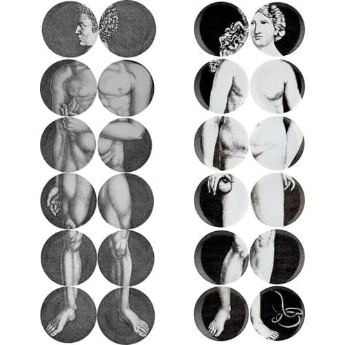 DIY Adam and Eve painting combination wall hanging plates creative home background decoration Classical ceramic craft display