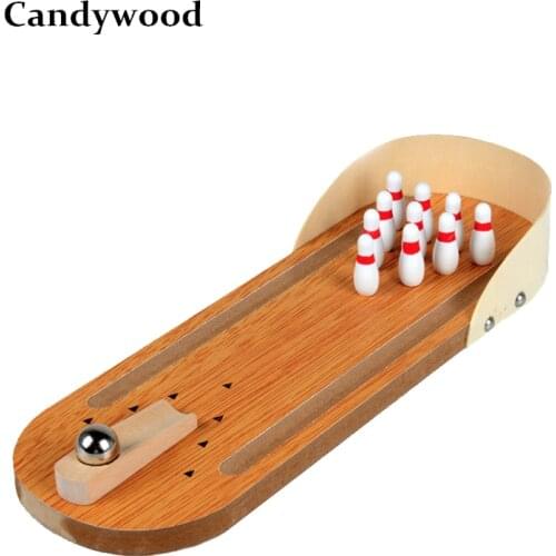 Desktop Bowling Toy Stress Ball Game Mini Desktop Bowling Game Set Wooden Bowling Alley Ten Metal Pin Ball Desk Wooden toys