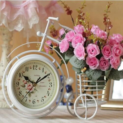 Bicycle shape Desk clocks with flower vases Iron crafts home decoraton wedding decoration vases flower pots planters vaso art