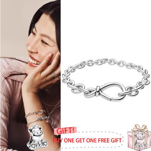 New 925 брелок Silver Pan Bracelet Eternal Symbol Flower Knot Chain Pan Bracelet Fit European Charm Bracelets Women Jewelry