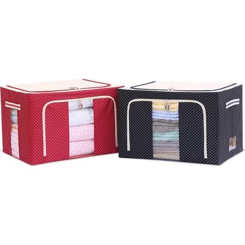New Large Cube Folding Storage Box For Clothes Quilt Organizers Steel Frame Double Window Storage Bins Home Bedroom Closet