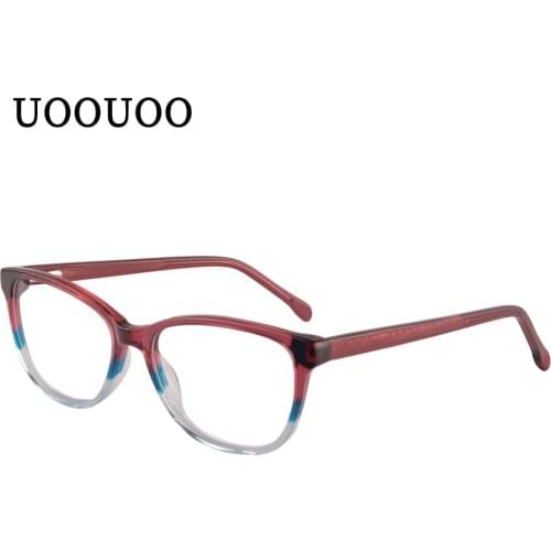 UOOUOO Women Cat Eye Eyewear Ultralight Acetate Eyeglasses Ladies Female Customized Prescription Glasses