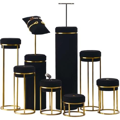 Oirlv New Arrival Jewelry Display Leather Necklace Earring Bracelet Display Stand with Metal Base for Jewelry Shop