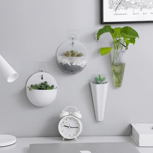 Nordic Hydroponic Plastic Wall Holder Flowerpot Garden Indoor Wall Decoration Succulent Plants Hanging Pots