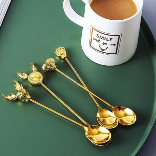 Gold Plated Stainless Steel Espresso Spoons For Coffee Sugar Dessert Cake Ice Cream Spoons Kitchen Drinking Accessories