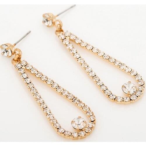 Simple Design Long Earrings for Women Plated Bridal Rhinestone Transparent with the object type Drop Earrings for women #E303