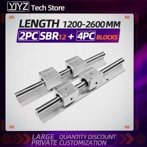 Factory direct sale two SBR12 linear guide rails (1200~2600mm) + four SBR12 sliders (standard/extended) complete models