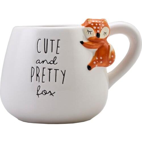Animal Fox Mug Heat-Resistant Espresso Coffee Mug Cup Stoneware White Tea Cup Drinkware Gift Kitchen Accessories Turkish Coffee Tea Drink Serving Cup Mug For Gift Orange Fox Figure 400 ml Capacity