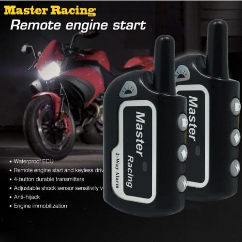 Master Racing 2 Two Alarm Motorcycle Alarm System Moto Scooter Theft Protection Motor Security Alarm Remote Control Engine Start
