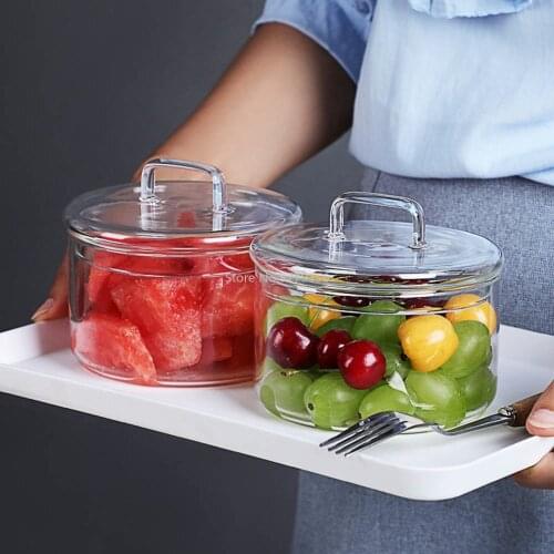 Heat Resistant Glass Bowl Stackabe Round Fruit Salad Bowls Clear Kitchen Food Storage Container