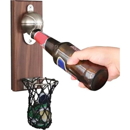 Vintage Style Bottle Opener with Cap Catcher Wall Mounted Beer Bottle Opener Home Bar Accessories